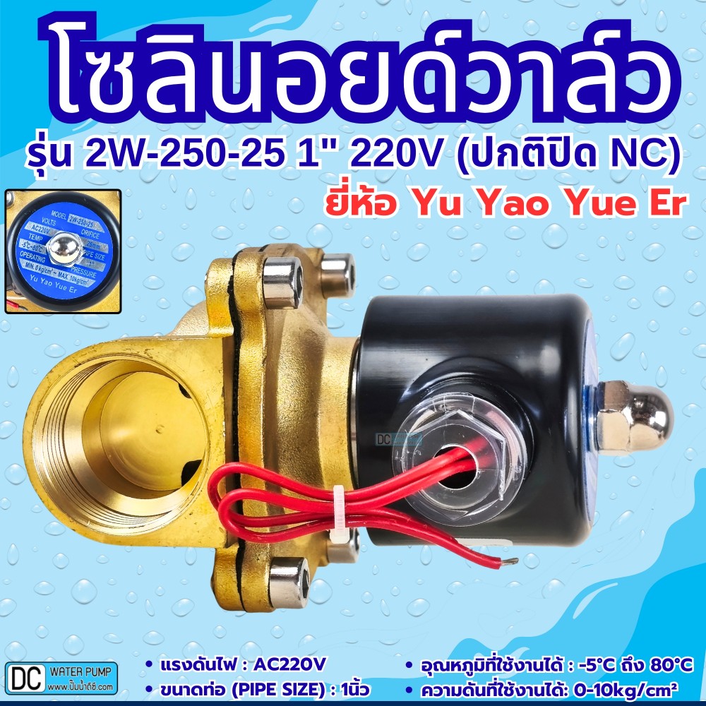 โซลินอยด์วาล์ว 220V (1นิ้ว) รุ่น 2W-250-25 (1") ยี่ห้อ Yu Yao Yue Er